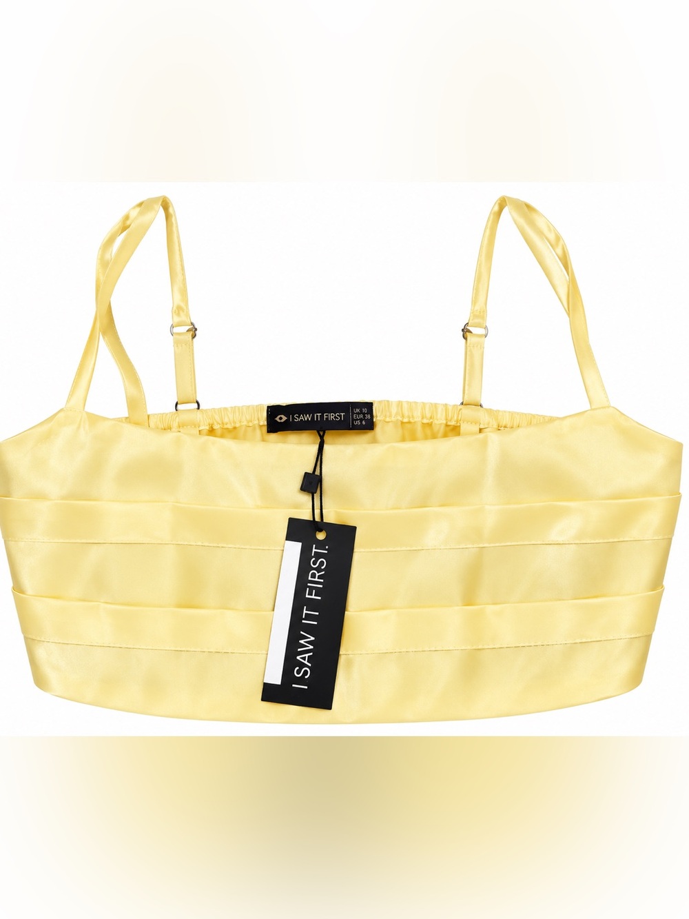 I SAW IT FIRST Yellow Satin Crop Top Strappy NWT UK 10 US